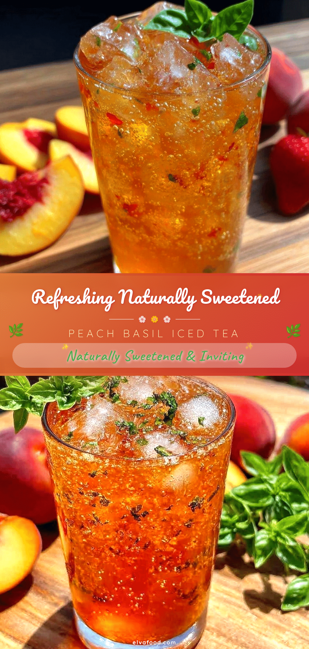 fresh peach basil iced tea recipe