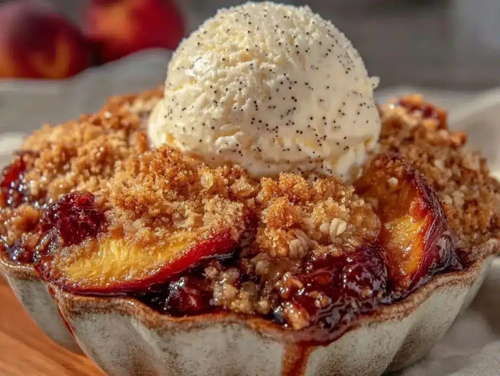fresh peach crisp - featured image