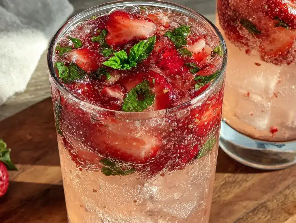 fresh sparkling strawberry lemonade - featured image