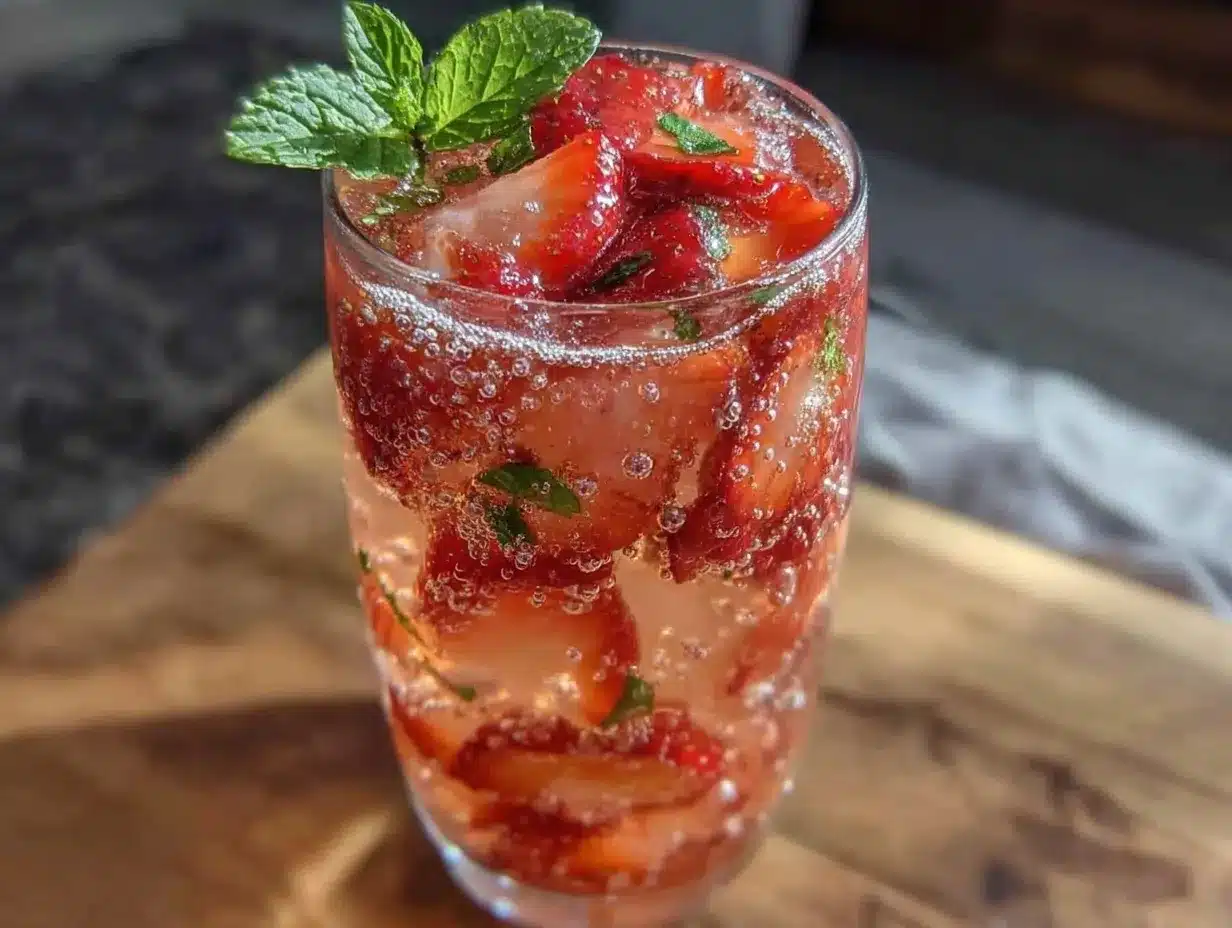 fresh sparkling strawberry lemonade preparation steps