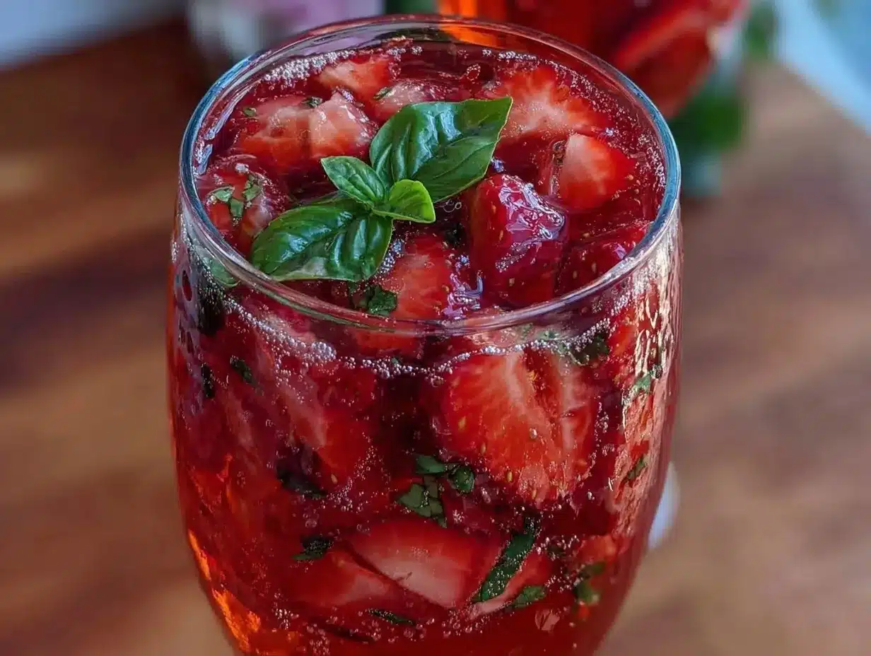 fresh sparkling strawberry lemonade with basil preparation steps