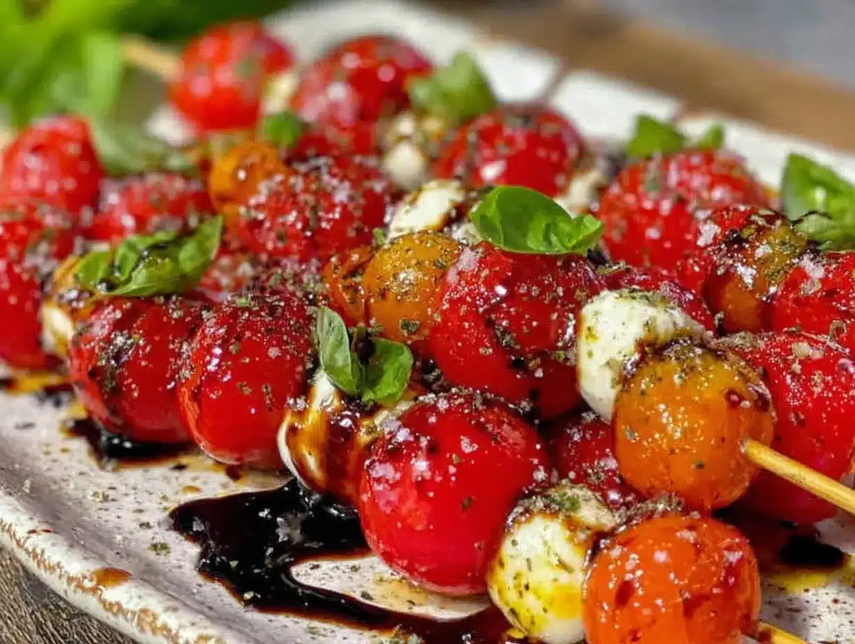 Fresh Stars and Stripes Caprese Skewers preparation steps