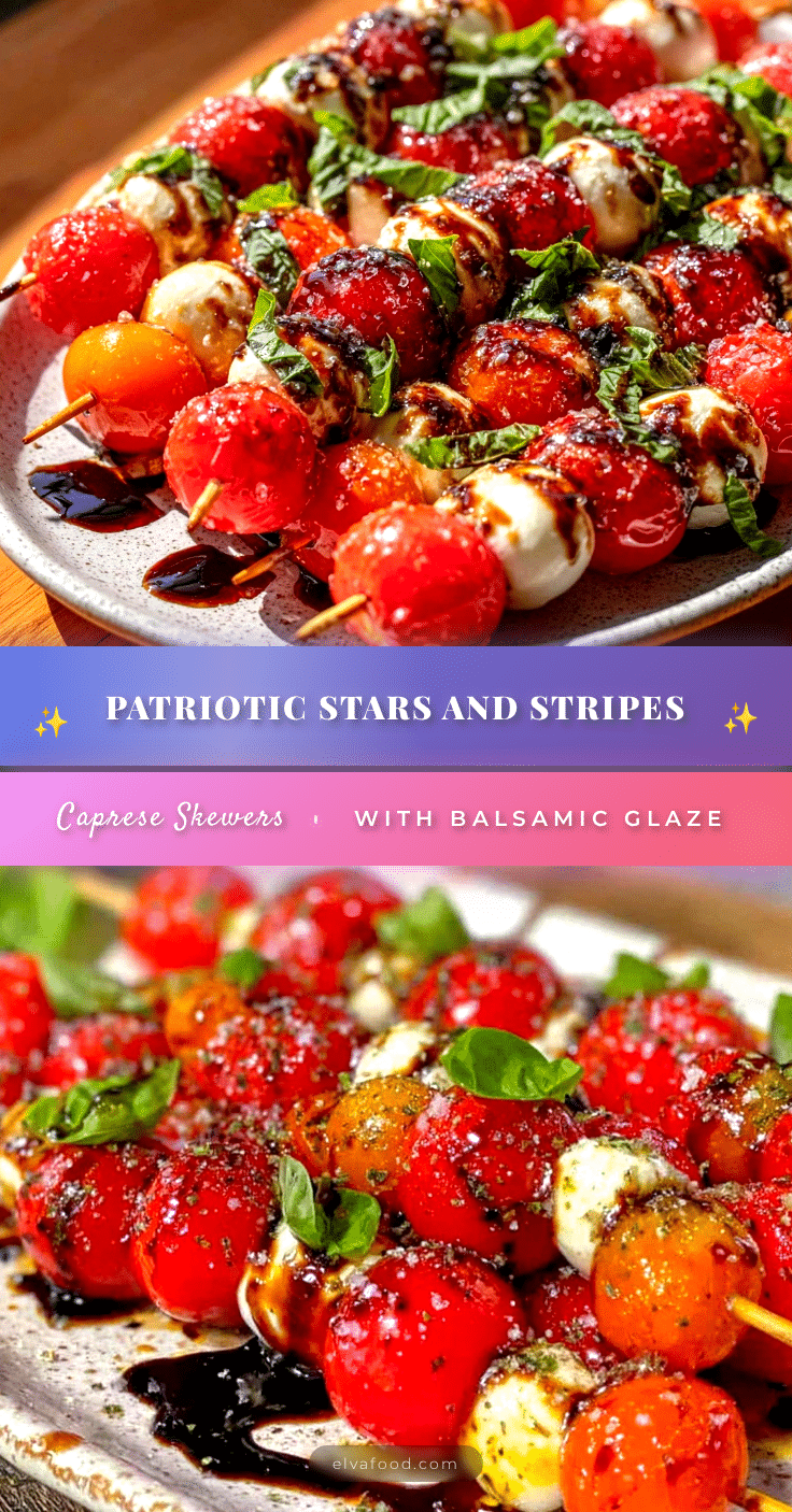 Fresh Stars and Stripes Caprese Skewers recipe