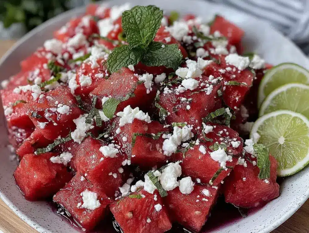fresh watermelon feta salad - featured image