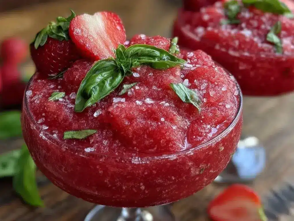 frozen strawberry basil margaritas - featured image