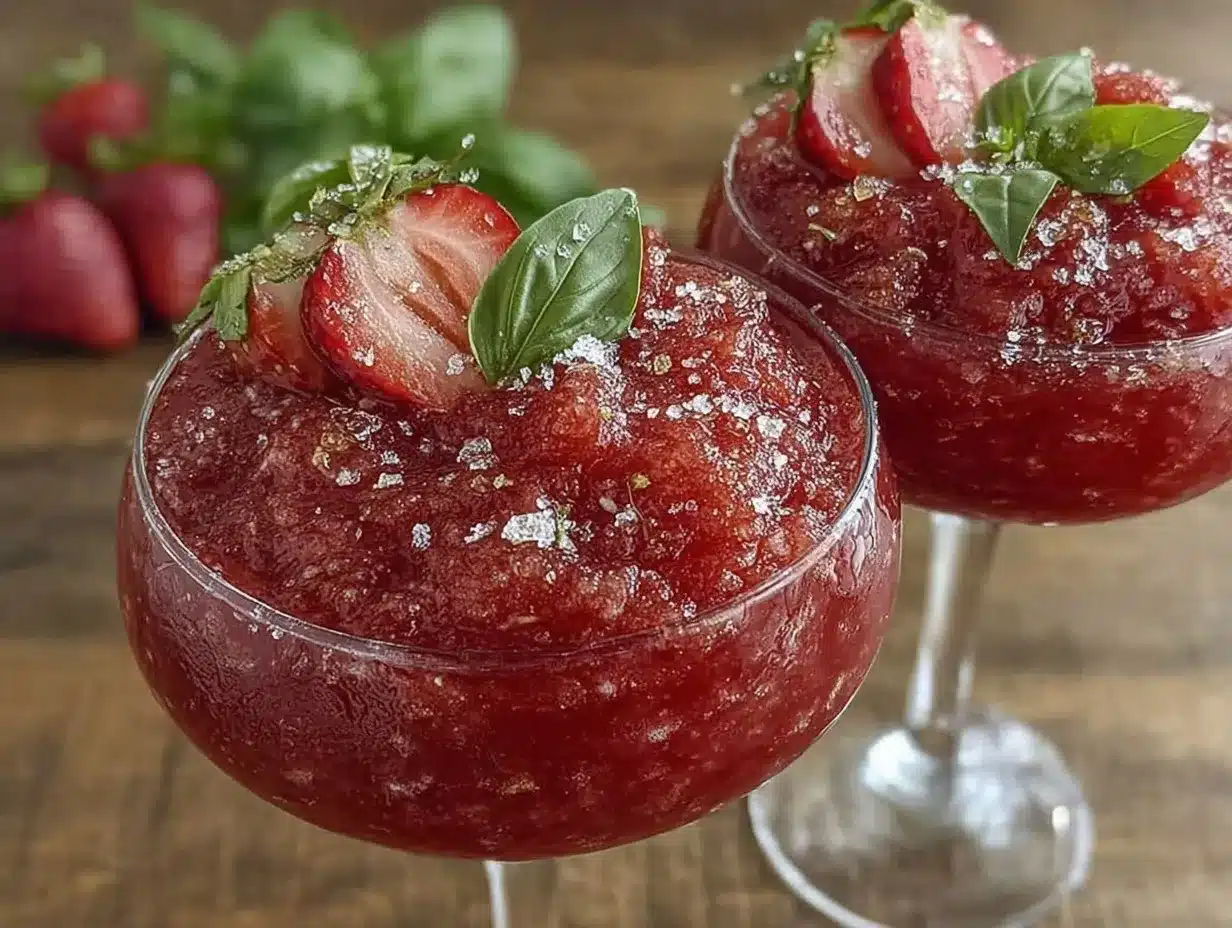 frozen strawberry basil margaritas preparation steps