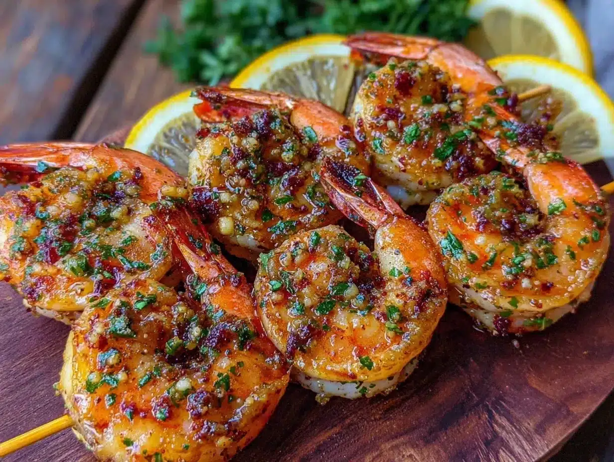 garlic butter grilled shrimp skewers preparation steps