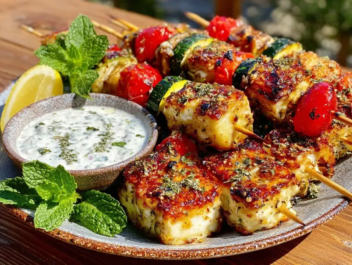grilled halloumi kebabs preparation steps