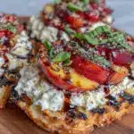 grilled peach and burrata flatbread - featured image