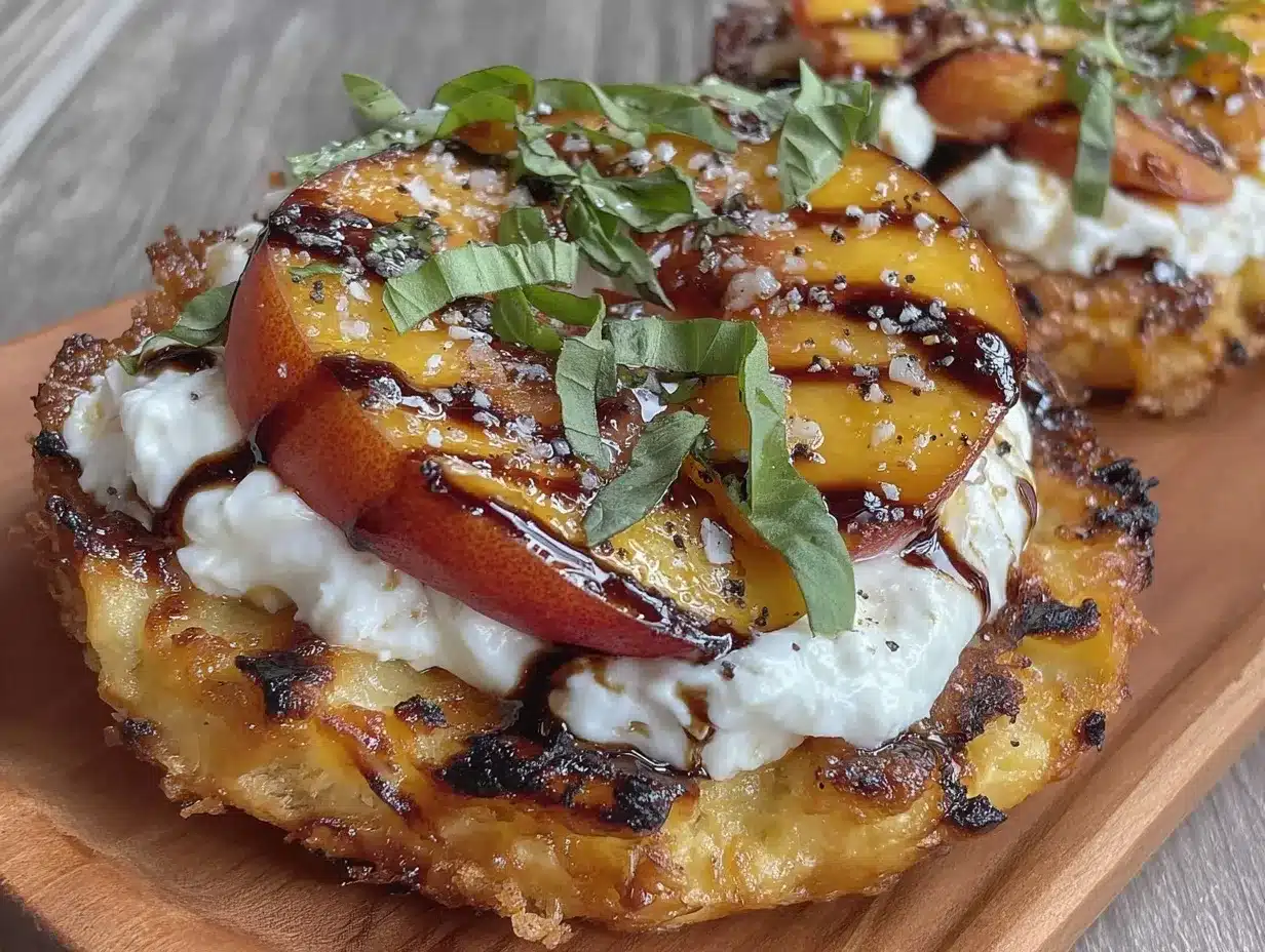grilled peach and burrata flatbread preparation steps