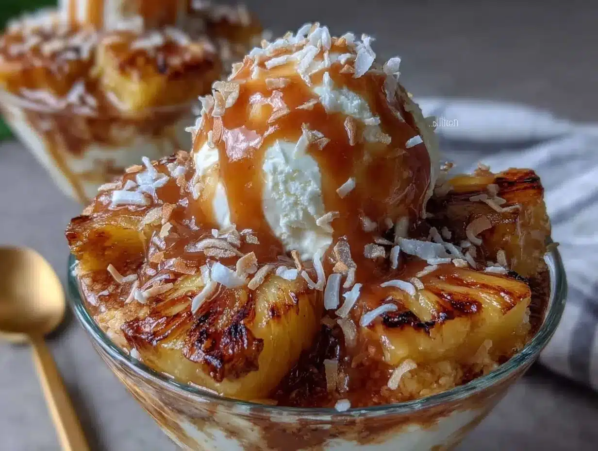 grilled pineapple sundaes preparation steps