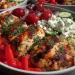 healthy greek chicken meal prep bowls - featured image