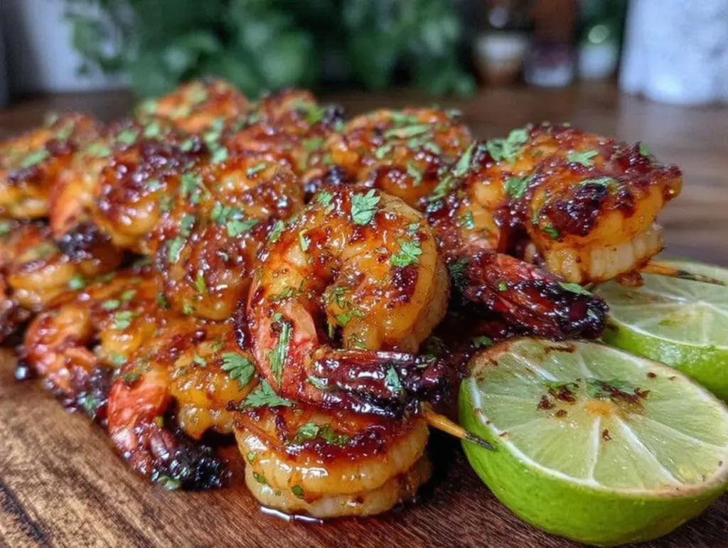 honey lime grilled shrimp skewers - featured image