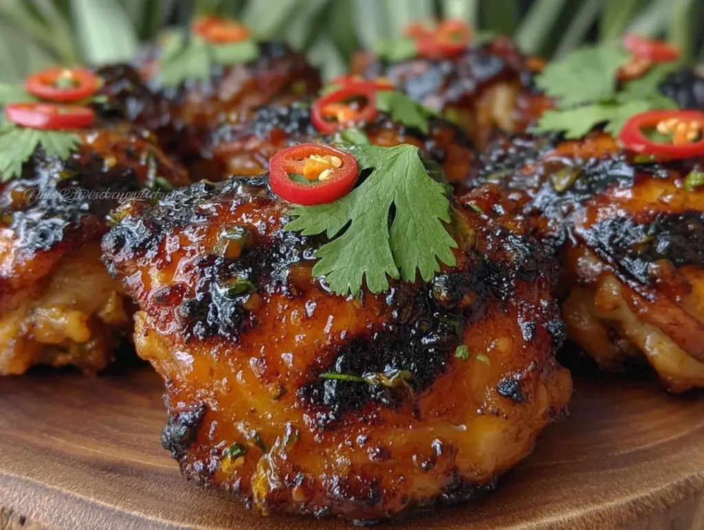 honey sriracha glazed grilled chicken thighs - featured image