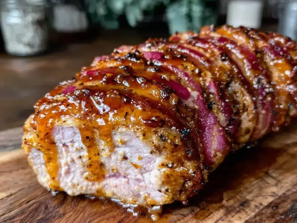 maple bacon wrapped pork tenderloin - featured image