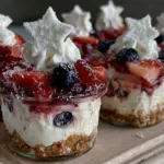 no-bake star-spangled berry cheesecake cups - featured image