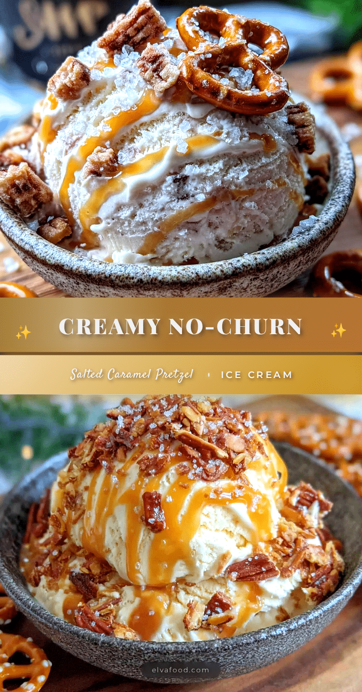 no-churn salted caramel pretzel ice cream recipe