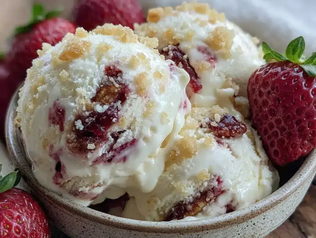 no-churn strawberry cheesecake ice cream recipe - featured image