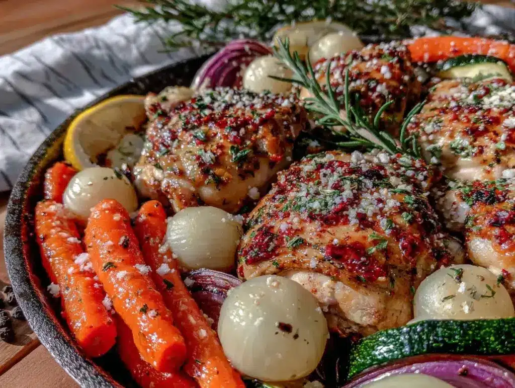 one-pan crispy lemon herb chicken - featured image