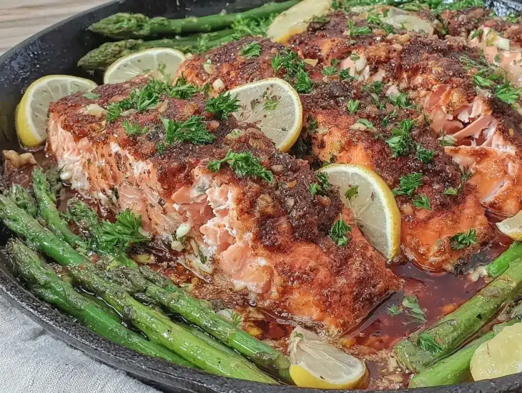 one-pan lemon garlic butter salmon - featured image