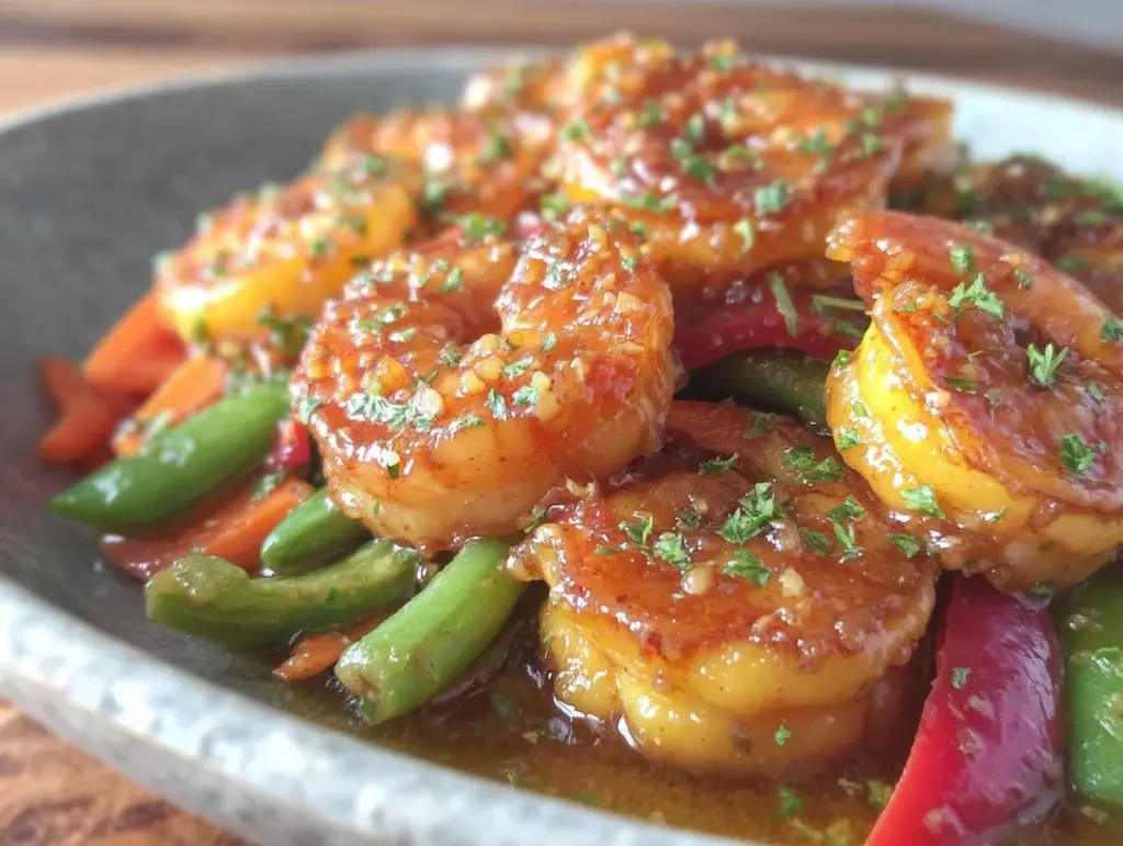 quick honey garlic shrimp stir-fry - featured image