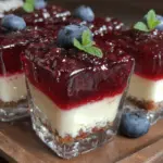 red white and blue layered jello shots - featured image