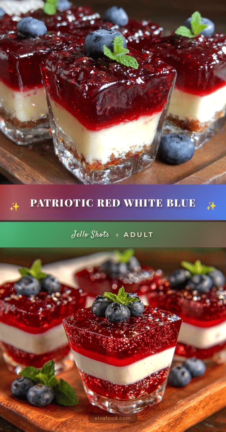 red white and blue layered jello shots recipe