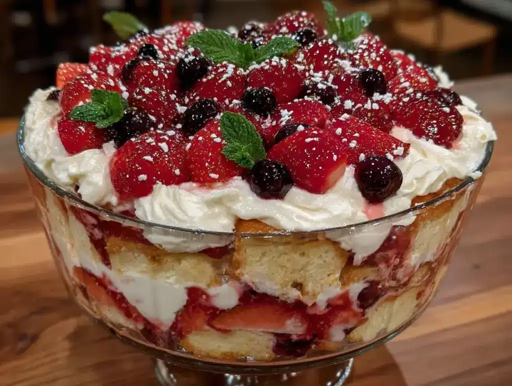red white and blueberry trifle - featured image