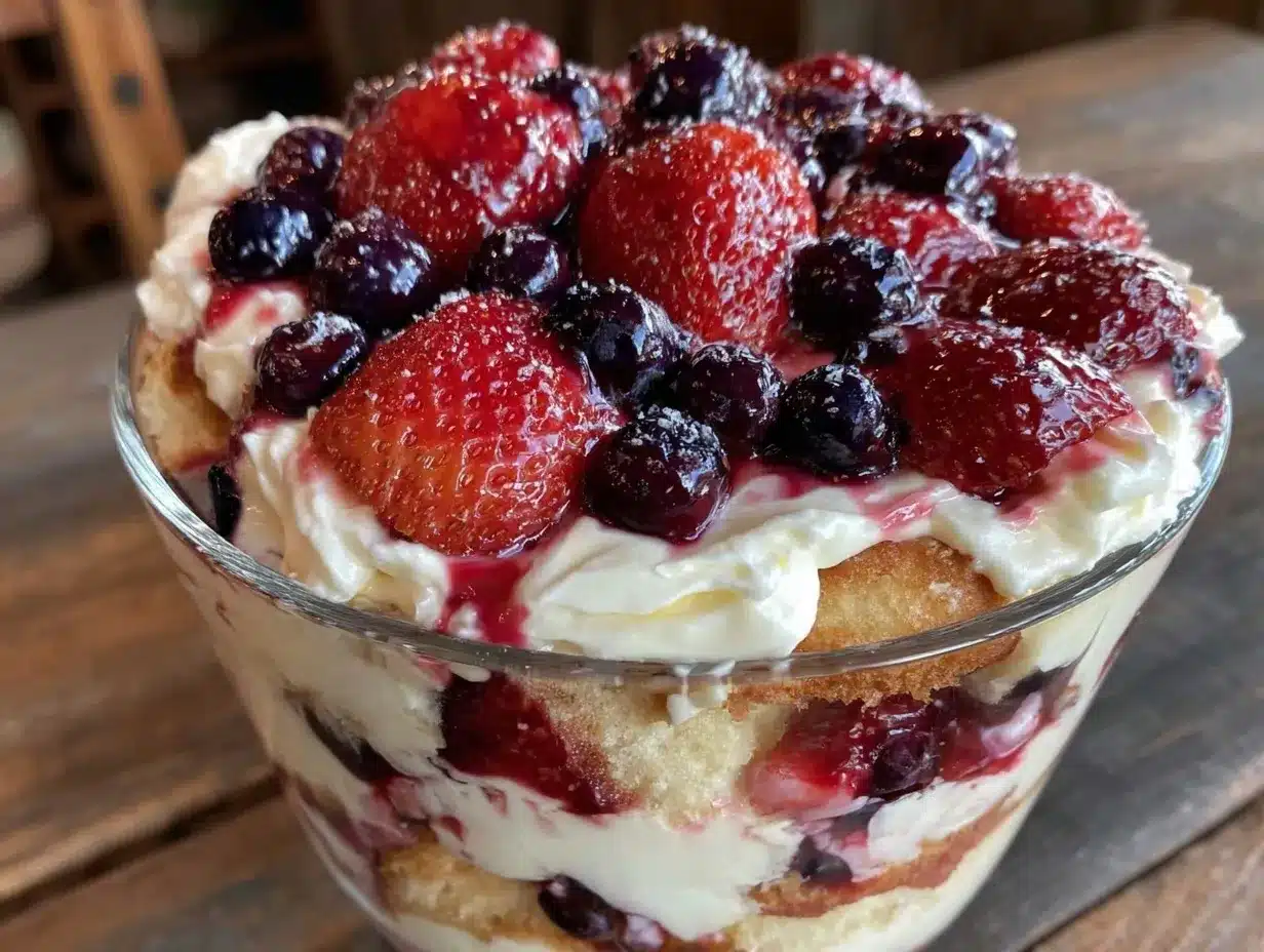 red white and blueberry trifle preparation steps
