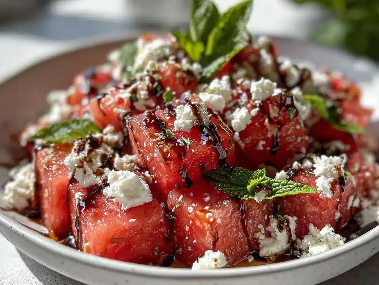 watermelon feta mint salad preparation steps