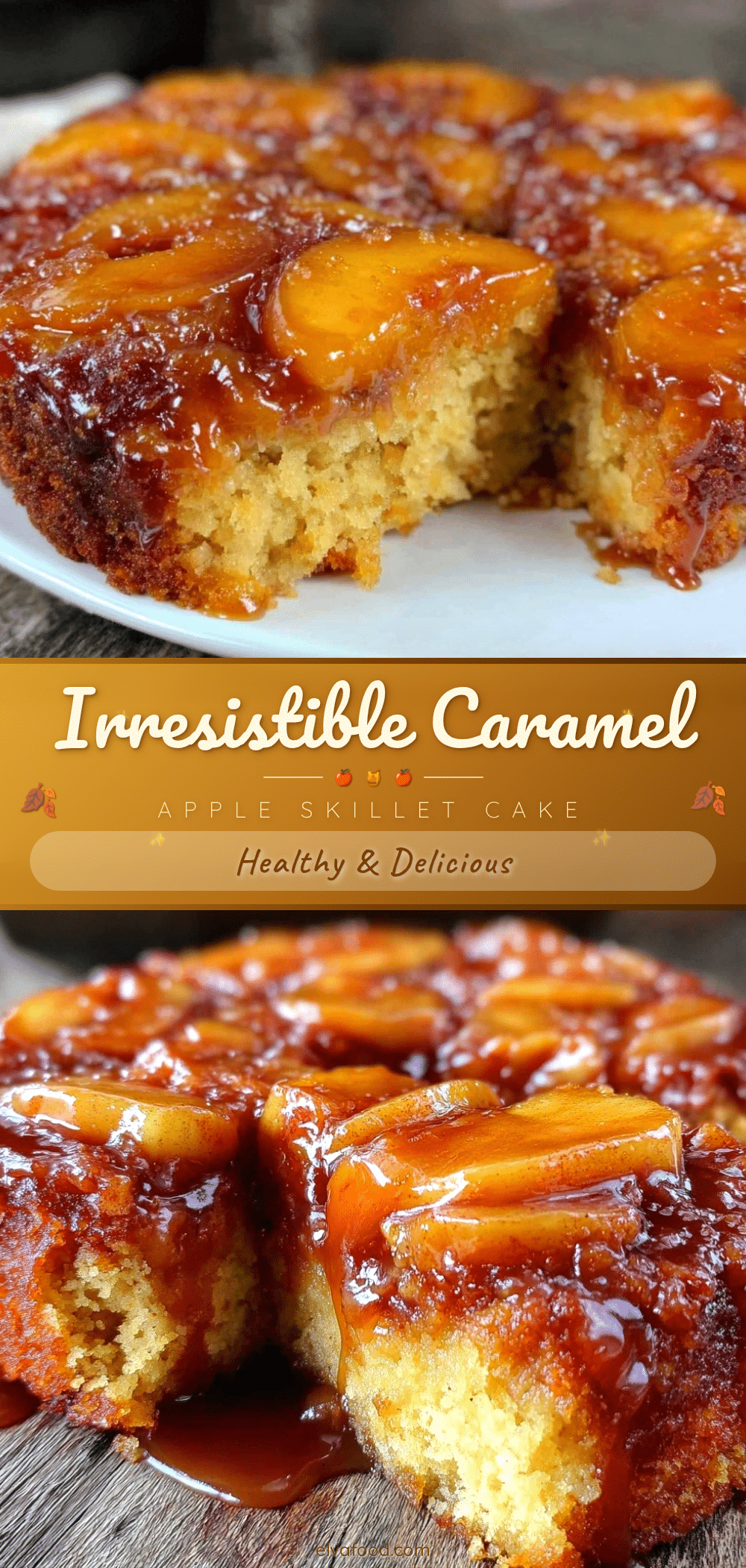 caramel apple upside-down skillet cake recipe
