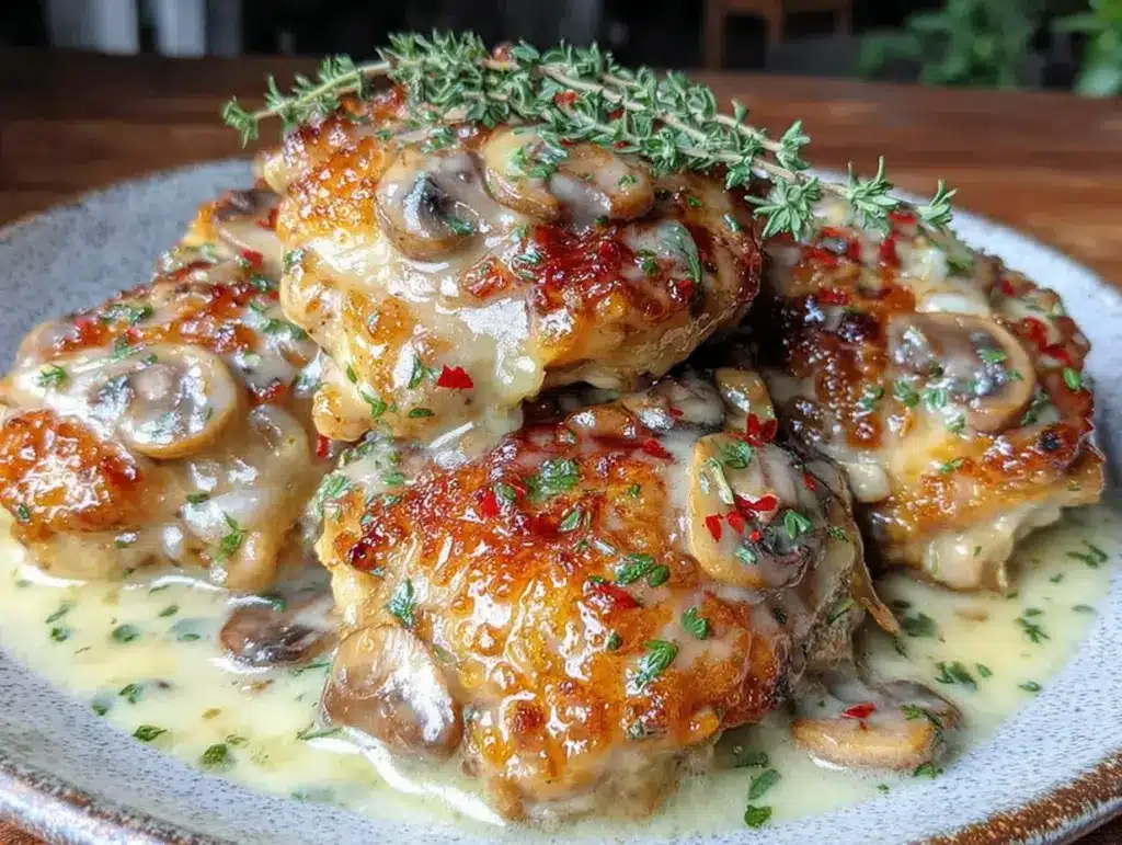 creamy boneless skinless chicken thighs - featured image