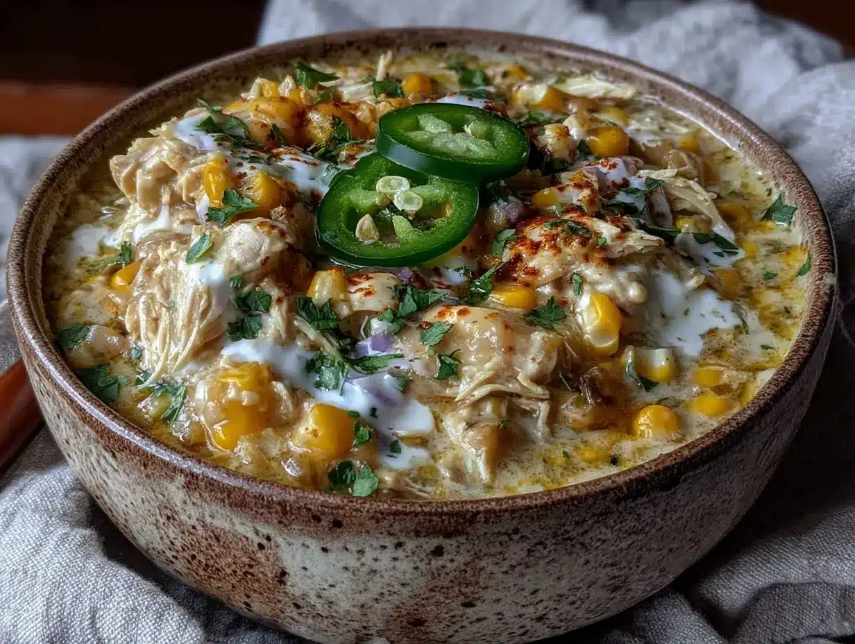 creamy crockpot white chicken chili with corn preparation steps