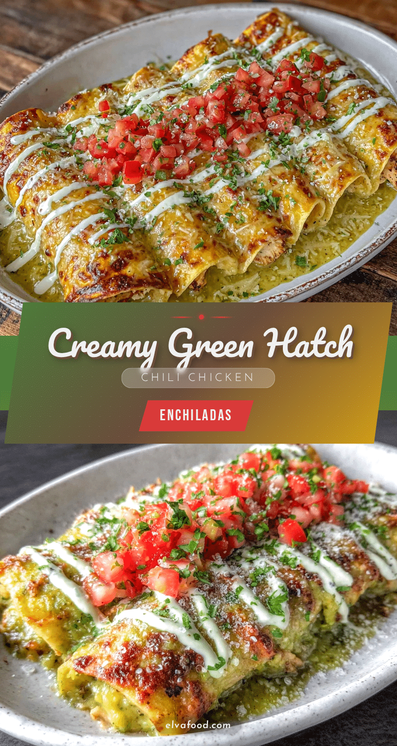 creamy green hatch chili chicken enchiladas recipe