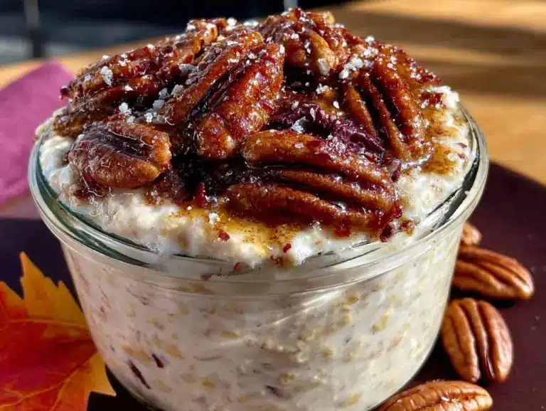 creamy maple brown sugar overnight oats - featured image