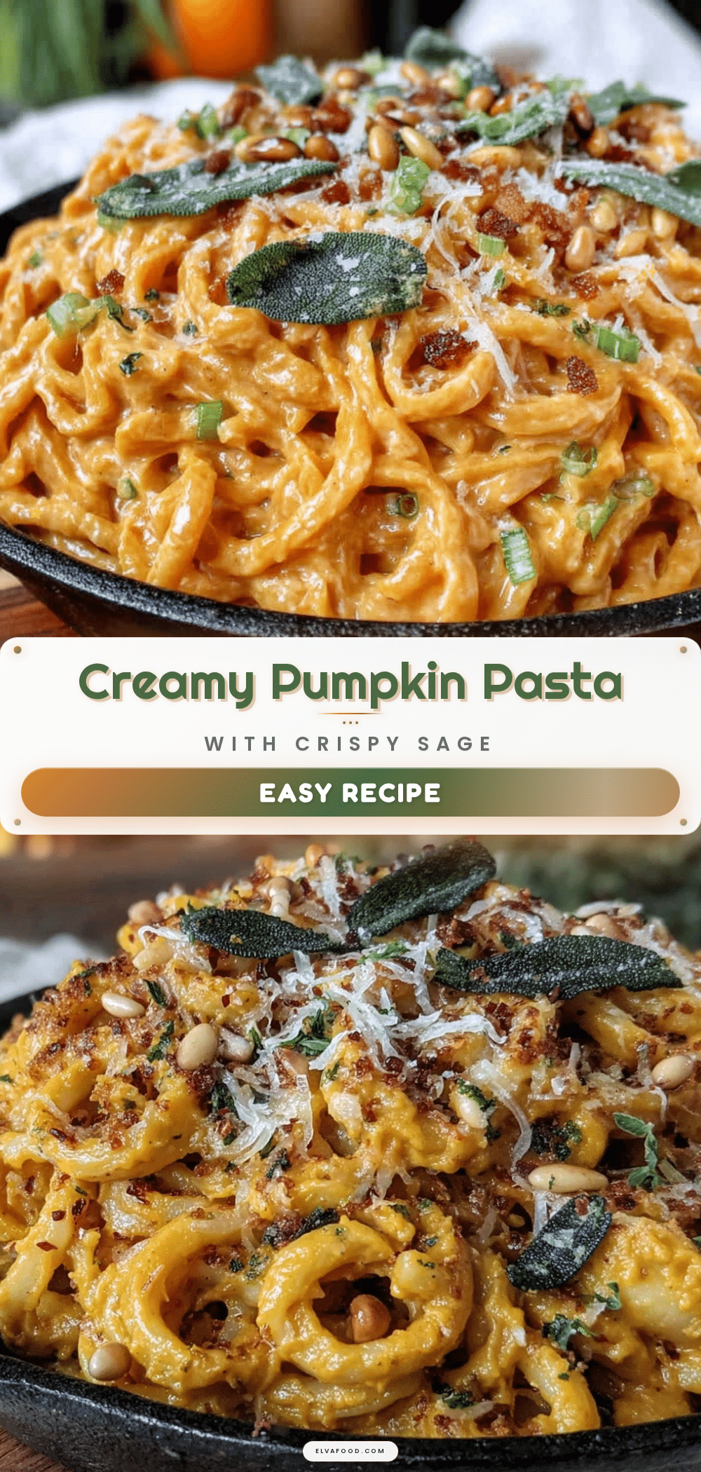 creamy one-skillet pumpkin pasta recipe