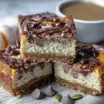 creamy pumpkin chocolate chip cheesecake bars - featured image