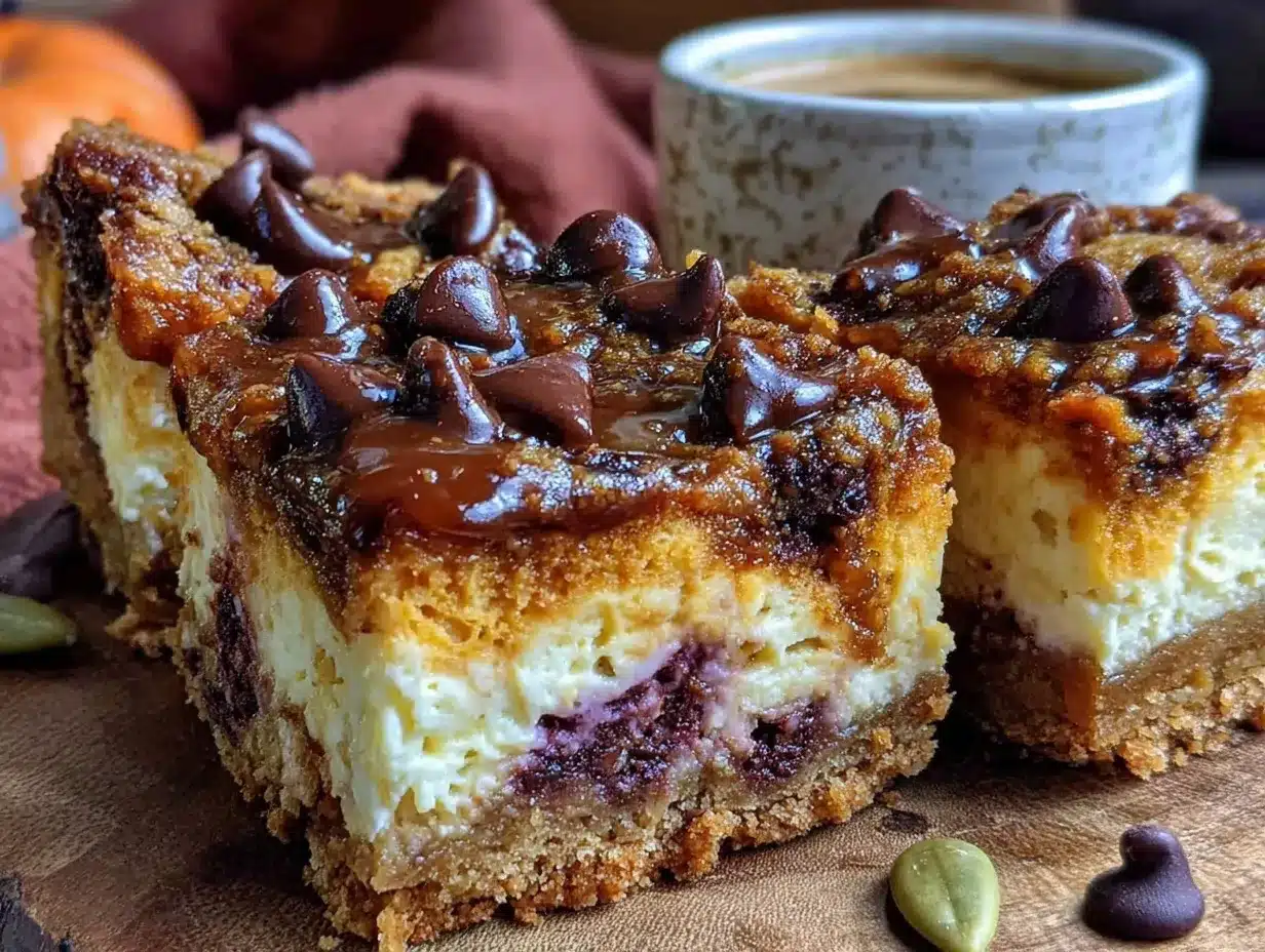 creamy pumpkin chocolate chip cheesecake bars preparation steps