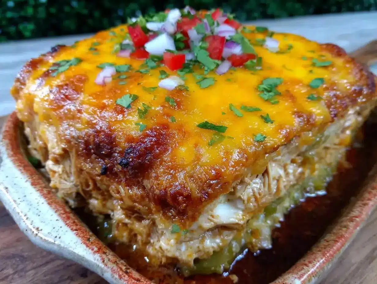 creamy roasted hatch green chili chicken enchilada casserole preparation steps