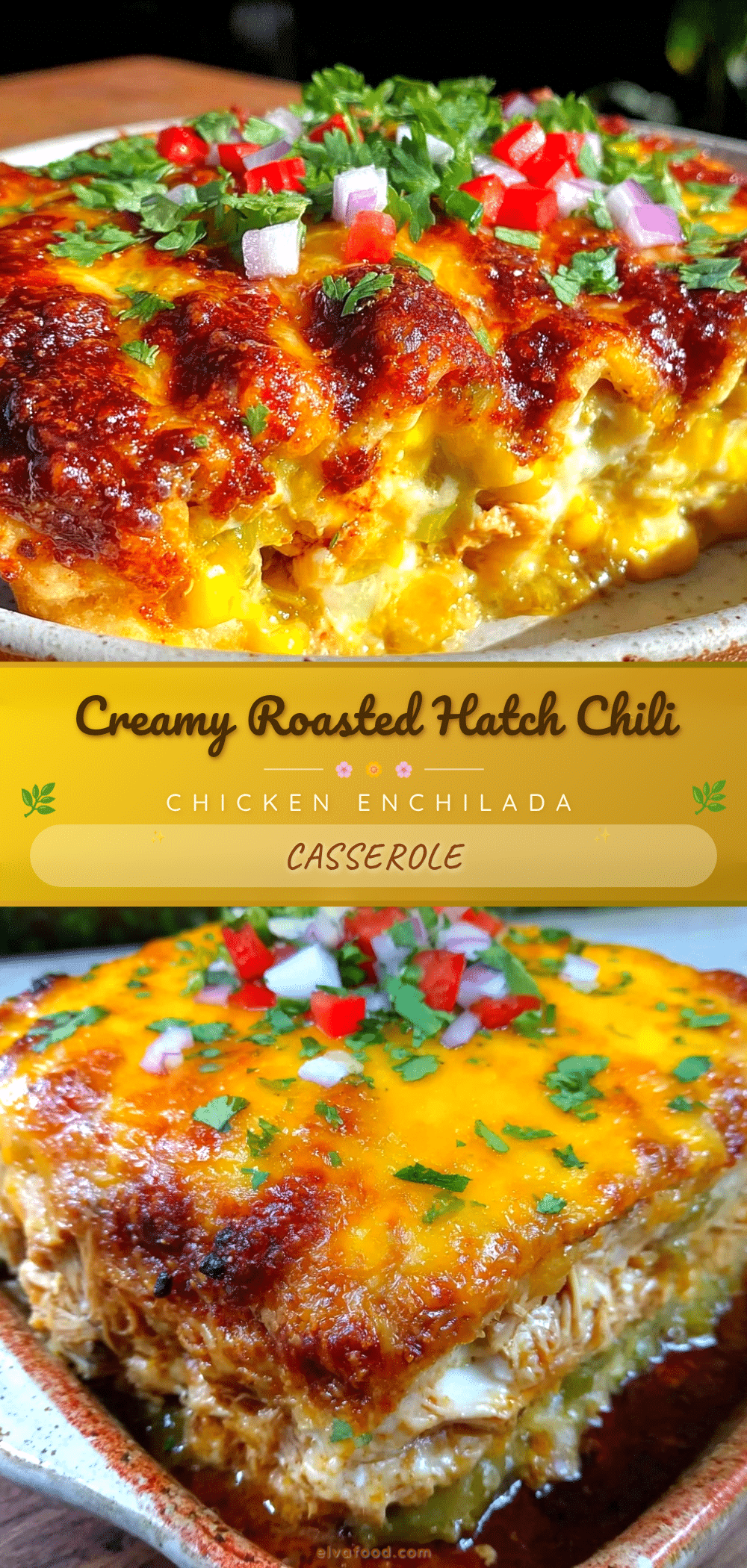 creamy roasted hatch green chili chicken enchilada casserole recipe