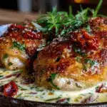 creamy sun-dried tomato chicken thighs - featured image