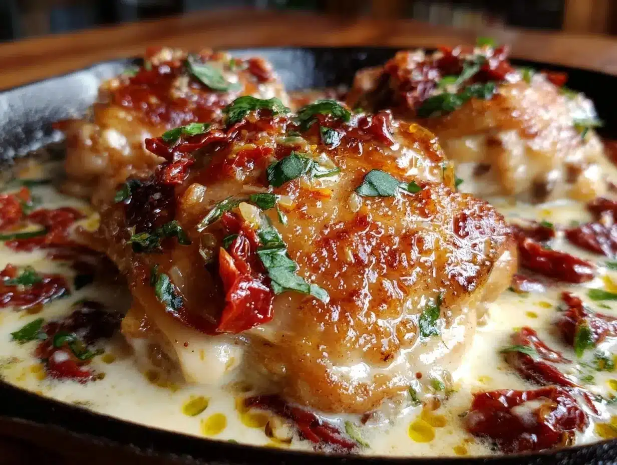 creamy sun-dried tomato chicken thighs preparation steps