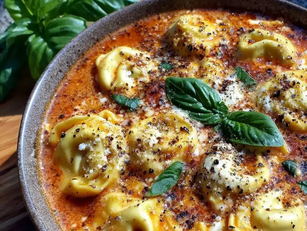 creamy tomato tortellini soup - featured image