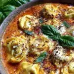 creamy tomato tortellini soup - featured image