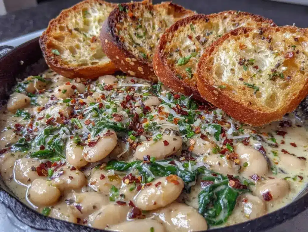 creamy tuscan white bean skillet - featured image