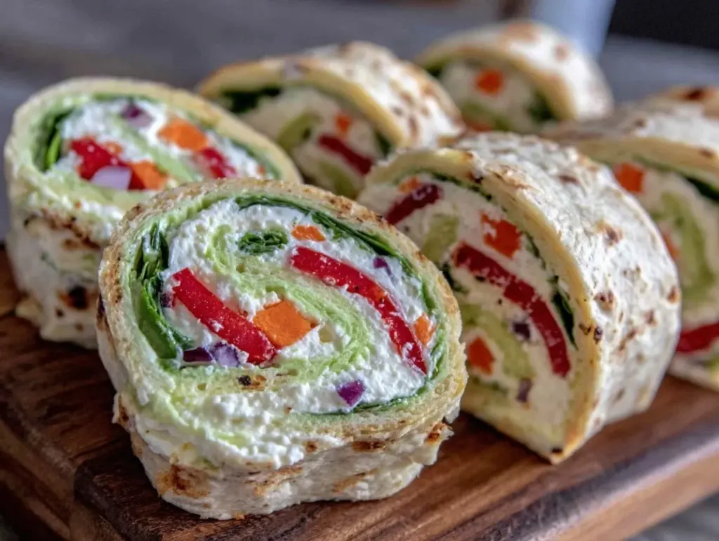 creamy veggie roll-up pinwheel sandwiches - featured image