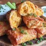 crispy buffalo chicken dip egg rolls - featured image