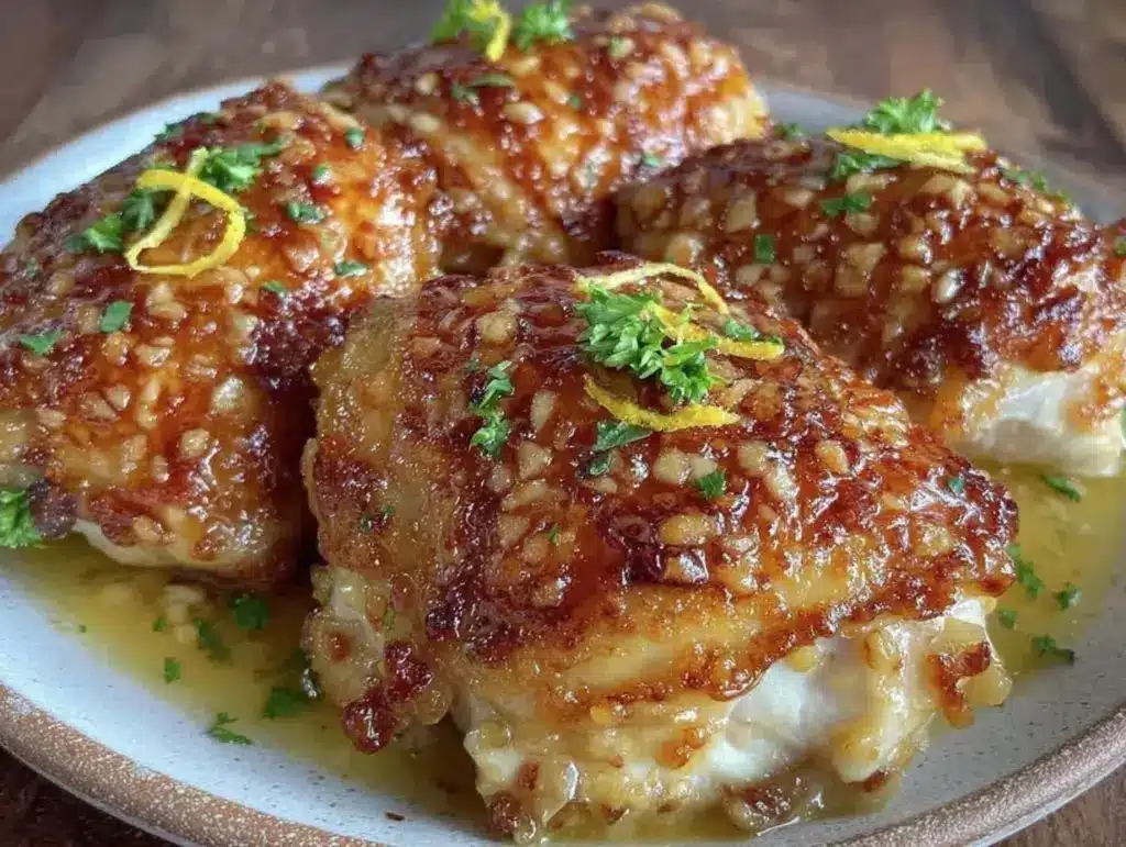 crispy garlic parmesan chicken thighs - featured image