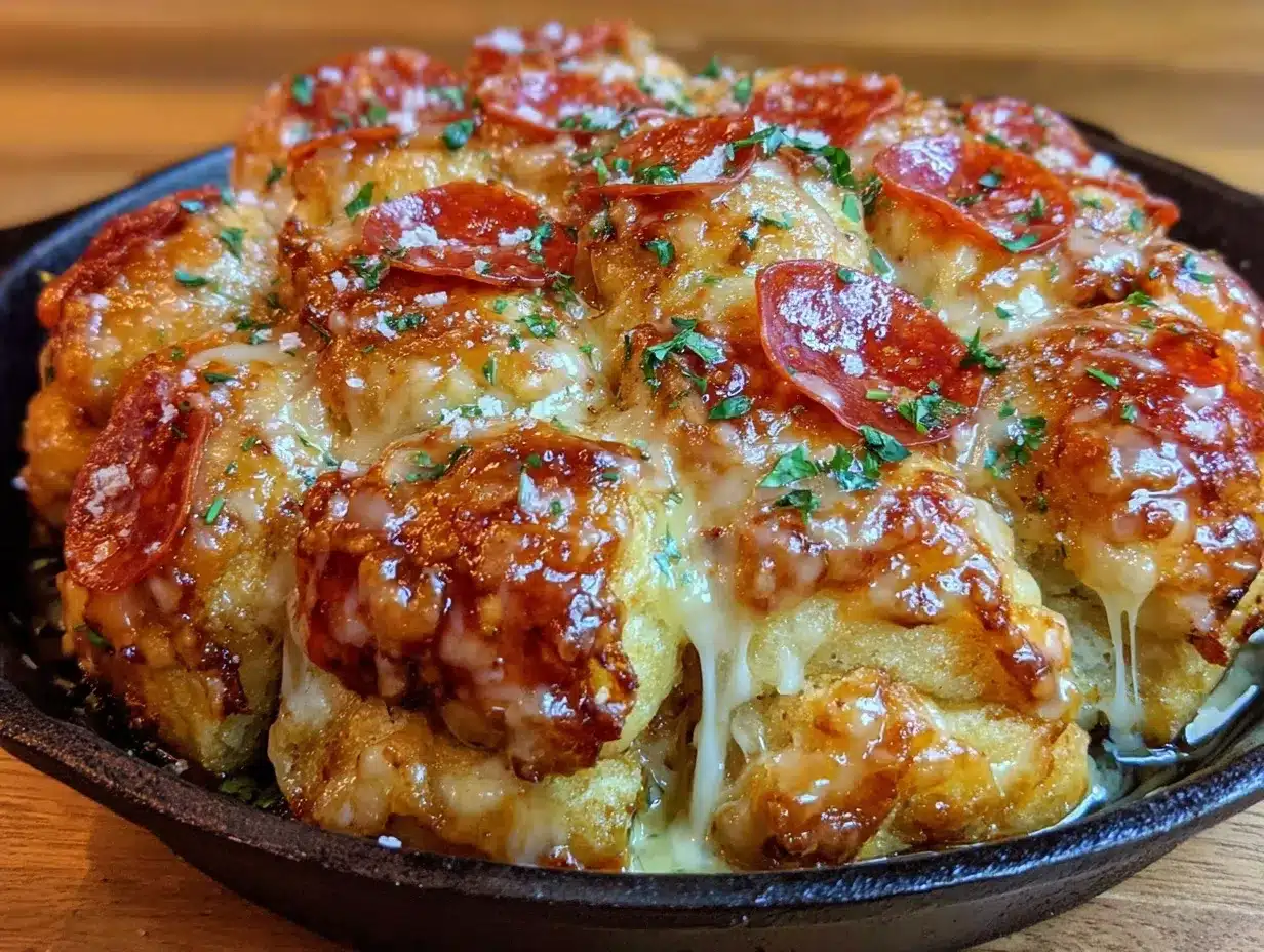 crispy pepperoni pizza monkey bread preparation steps