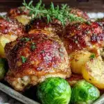 crispy sheet pan chicken thighs - featured image